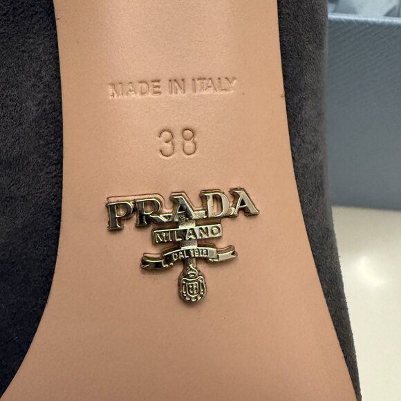 Prada Kitten Heel Gray Suede Size 38 - Picture 11 of 13